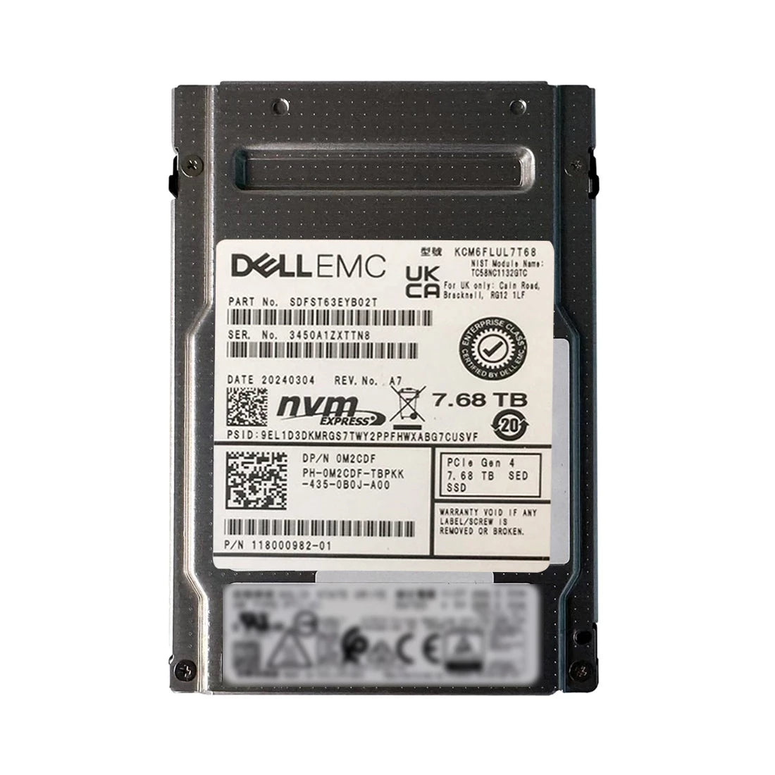 Dell M2CDF 7.68TB PCIe 4 NVMe U.3 SED 2.5" SSD | USED