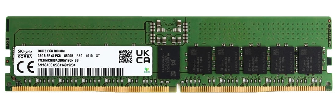 Hynix HMCG88AGBRA190N 32GB PC5-44800 DDR5-5600MT/s 2Rx8 ECC Memory New | USED