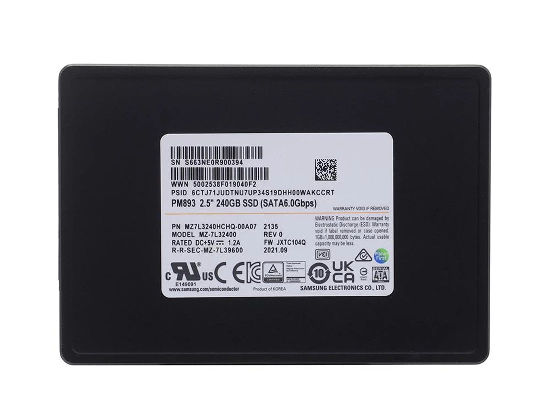 三星 PM893 MZ7L3240HCHQ-00A07 固态硬盘 240 GB SATA 6Gb/秒 |用过的