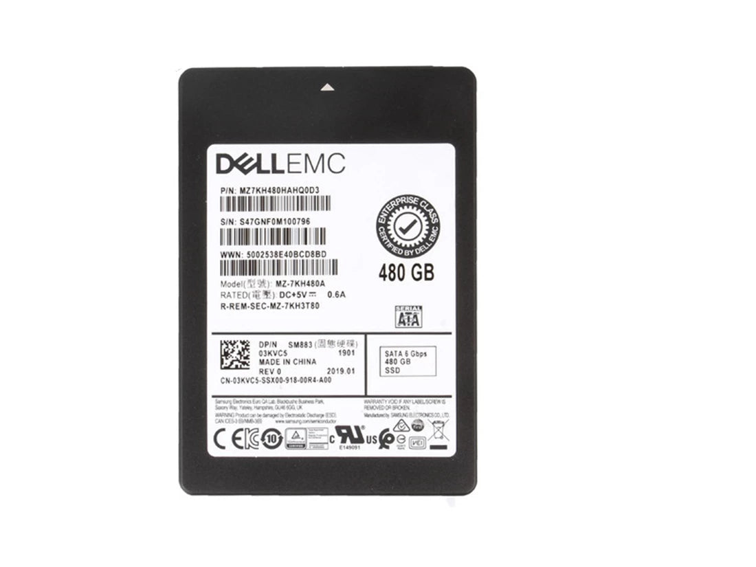 Samsung SM883 MZ7KH480HAHQ0D3 SSD à usage mixte 480 Go SATA 6 Gb/s DELL OEM | UTILISÉ
