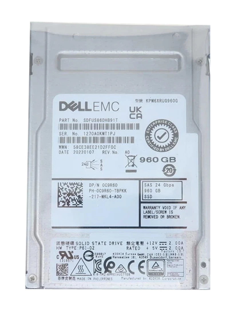 Kioxia KPM6XRUG960G PM6-R 960Gb 讀取密集型 SAS 24Gbps 512e 2.5 吋 SSD |用過的 主圖