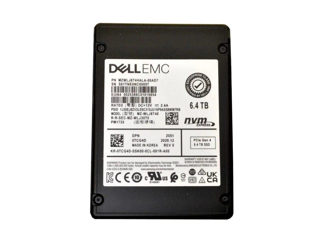 Samsung PM1735 MZ-WLJ6T40 Mixed Use SSD 6.4 TB PCIe 4.0 x8 (NVMe) DELL OEM Brand New | USED