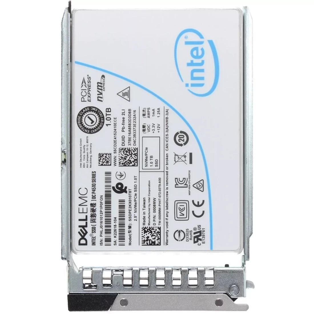 戴尔 008MW 1TB NVMe PCIe Gen3.1 x4 RI TLC 2.5 英寸 SSD 带托盘 |用过的
