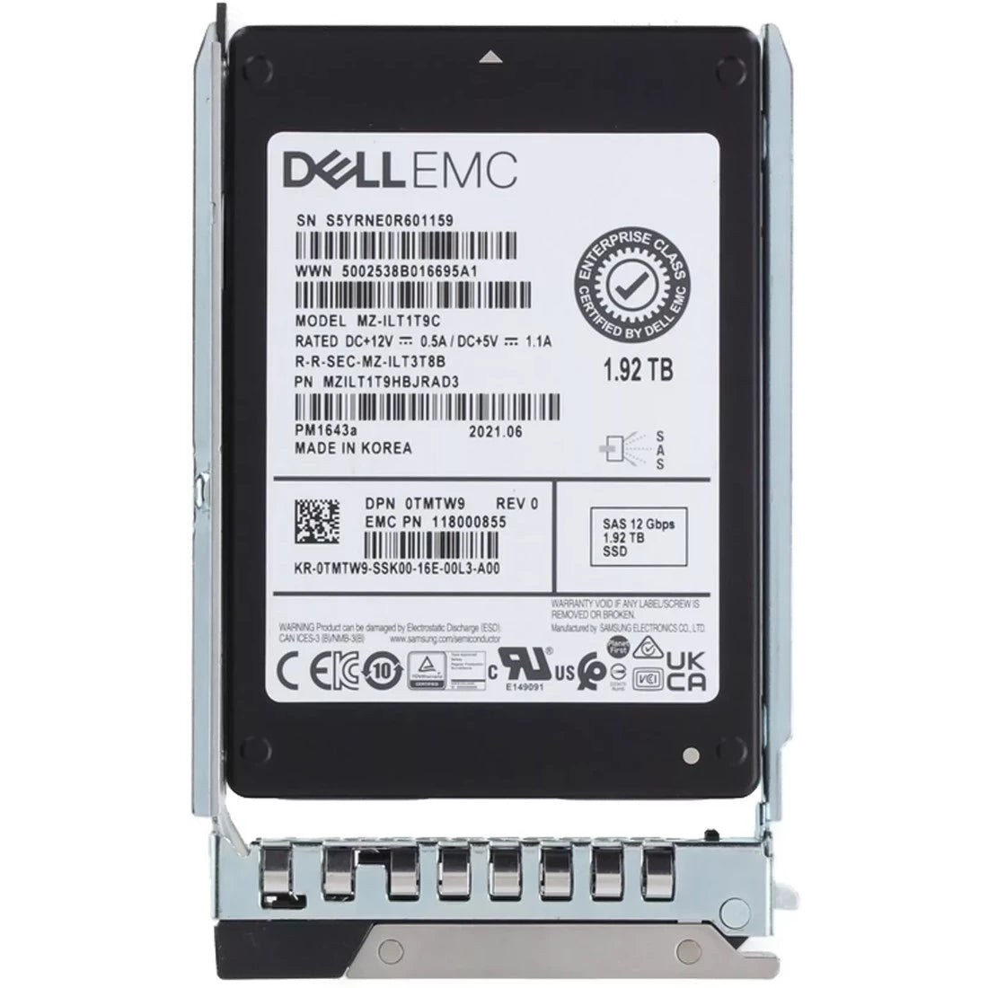 Dell 0TMTW9 1.92TB SAS 12Gbps Read Intensive 1DWPD 2.5Inch SSD New | USED