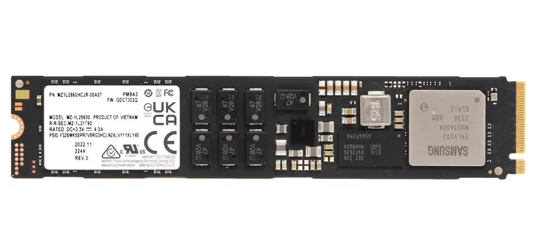 Samsung MZ1L2960HCJR-00A07 960GB PM9A3 PCI-E Gen4 x4 M.2 (22x110) SSD | USED