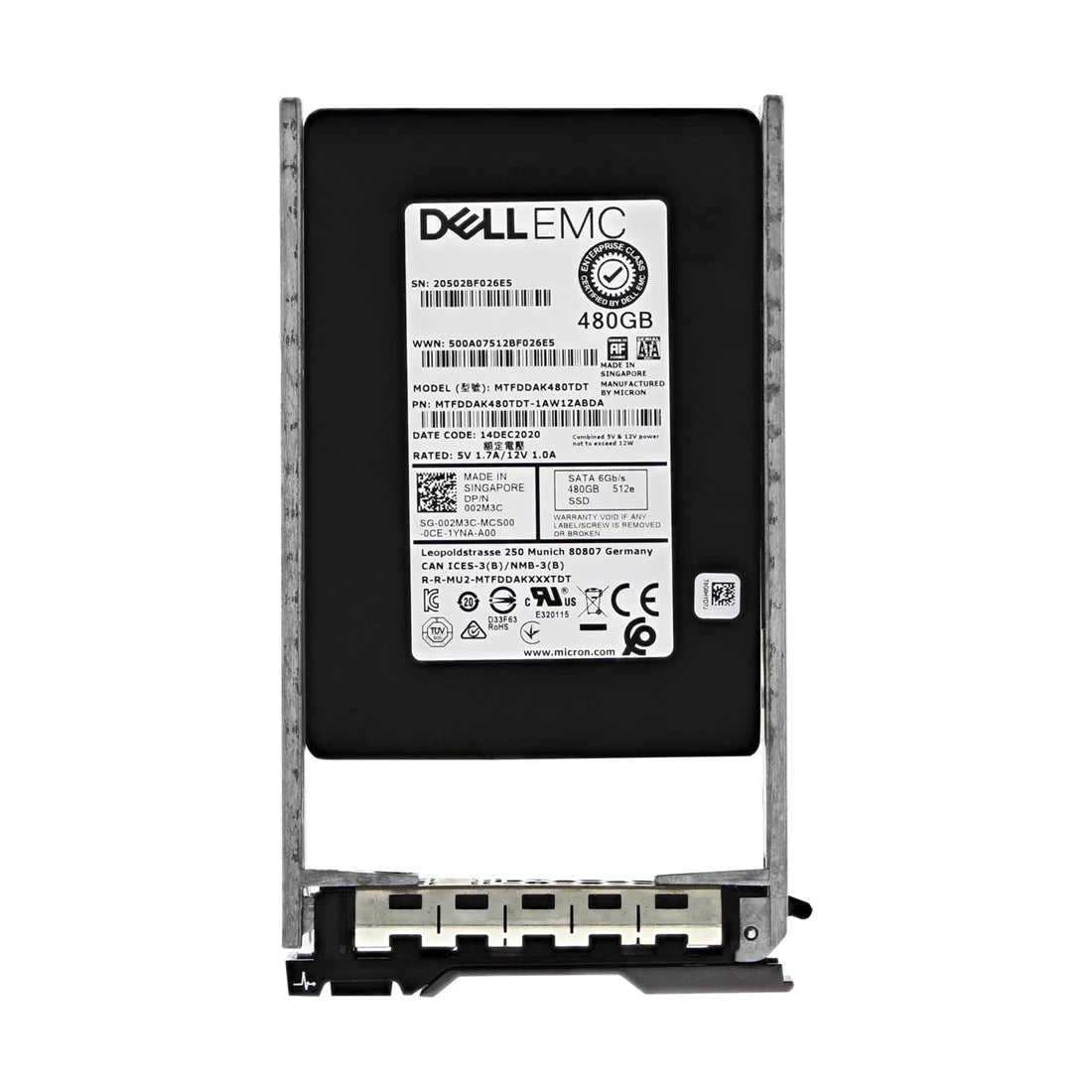 戴爾 02M3C 480GB SATA-6Gbps 混合用途 3 DWPD 2.5 吋熱插拔 SSD 13G 套件全新 |用過的