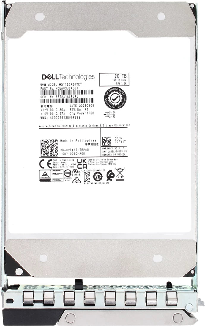 Dell 2FX1T 20TB 7.2K SAS ISE 12Gbps Hot-Plug Hard Drive | USED Main image