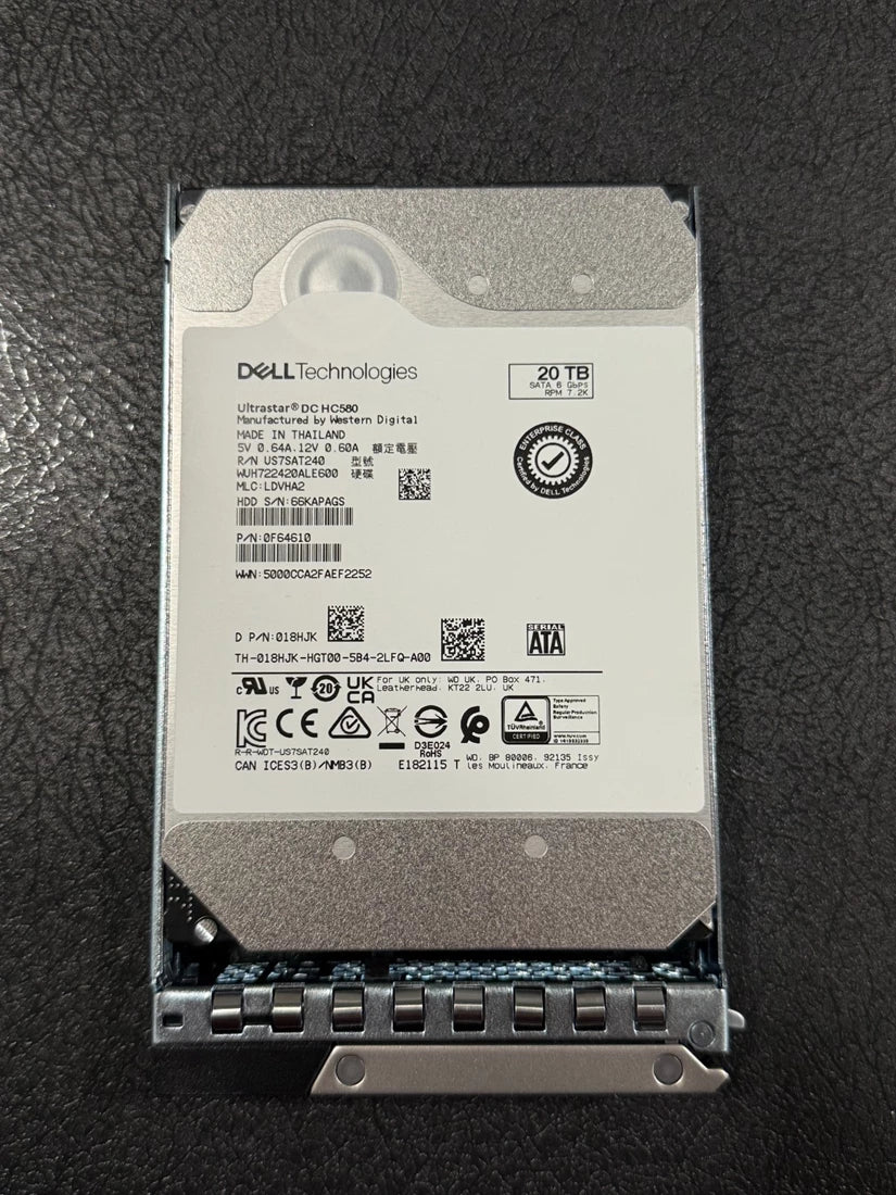 戴爾 18HJK 20TB 硬碟 SATA ISE 6Gbps 7.2K 512e 熱插拔硬碟 |