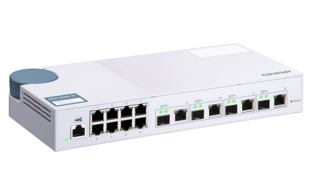 (NEW VENDOR) QNAP QSW-M408-4C 4 Ports 10GbE + 8 Ports 1GbE Layer 2 Managed Switch Switching Capacity: 96Gbps | Management Type: Web Managed