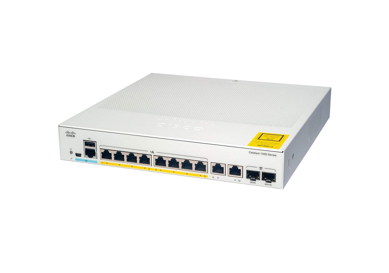 Bộ điều khiển mạng Cisco C1000-8T-2G-L Catalyst 1000 8 cổng Gigabit không quạt, có khả năng quản lý. <tc>công tắc mạng</tc> Bộ 2 module SFP 1G Uplink | Đã qua sử dụng Hình ảnh chính