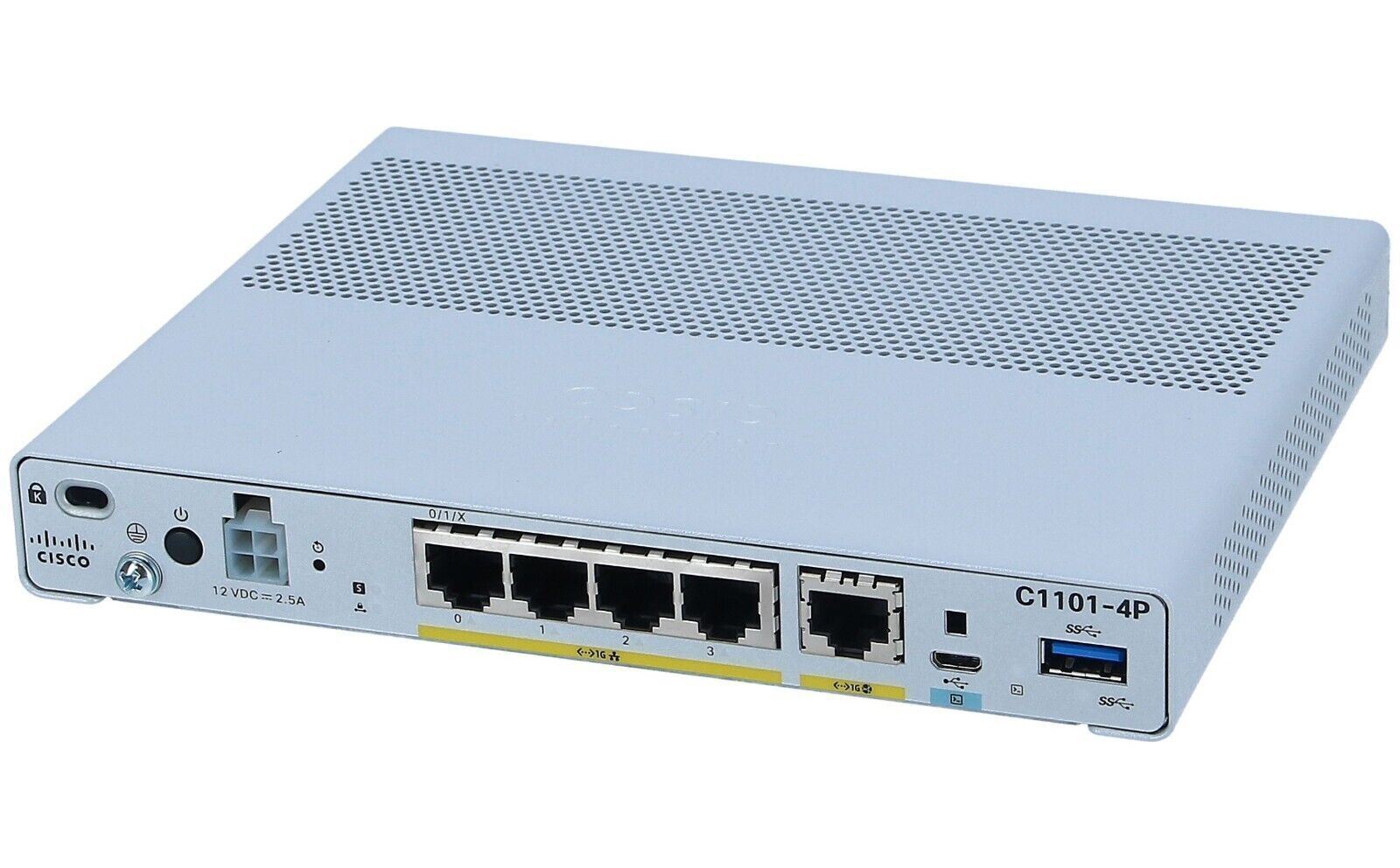 Cisco C1101-4P ISR 1101 4x GbE LAN 1x GbE WAN 단일 WAN 팬리스 IOS XE 분기 라우터 - | 새로운