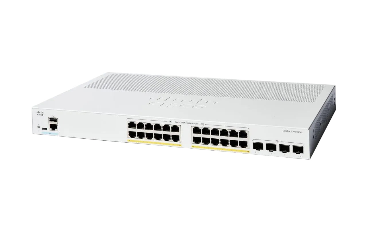 Cisco C1300-24T-4X Catalyst 1300 24-Port GbE Non-PoE 4x 10G SFP+ 128 Gbps L3 Managed Switch | USED