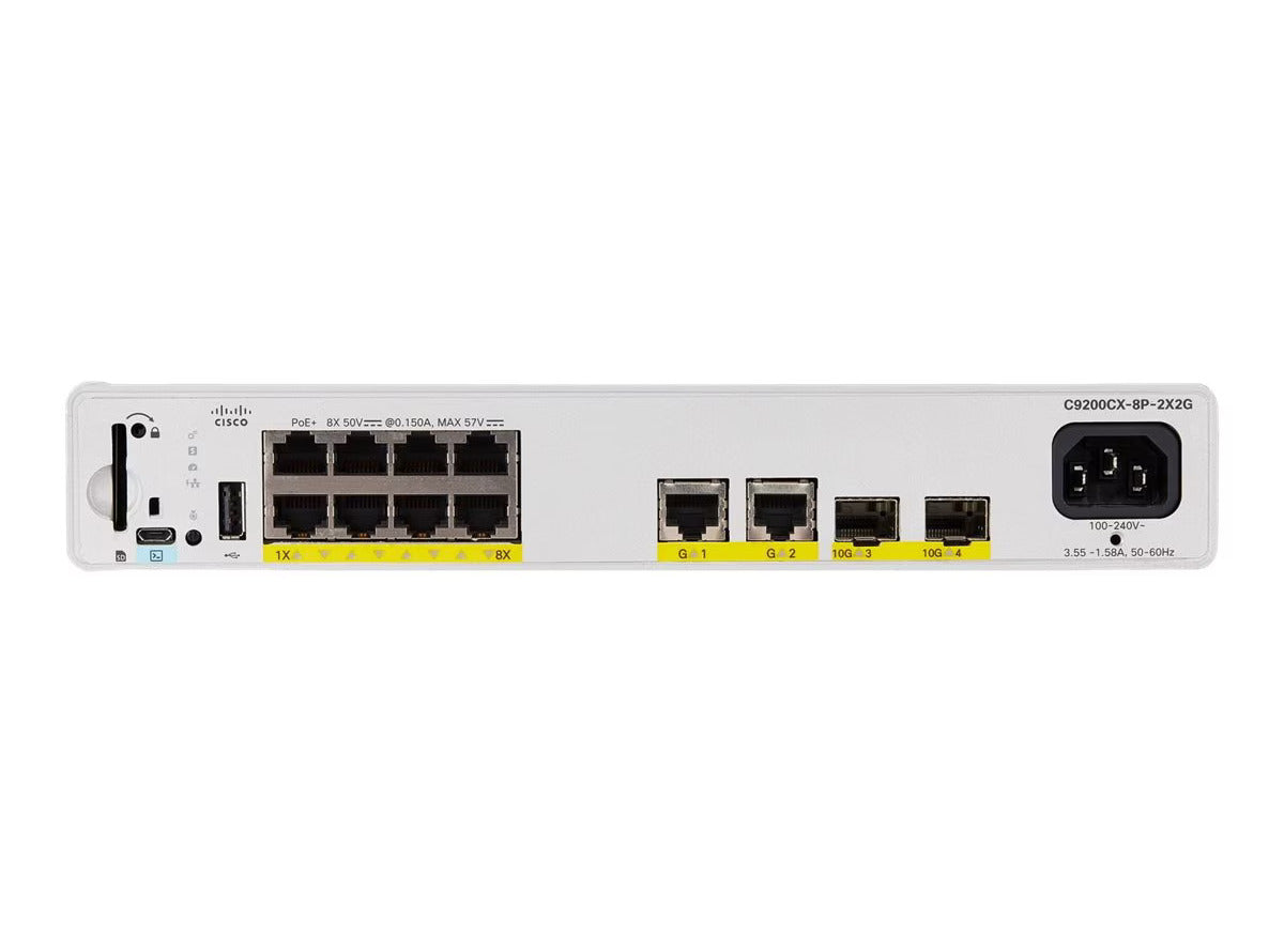 Cisco C9200CX-8P-2X2G-A Catalyst 9200CX 8-Port GbE PoE+ 240W 2x 10G SFP+ Fanless Network Advantage Switch - | NEW Main image