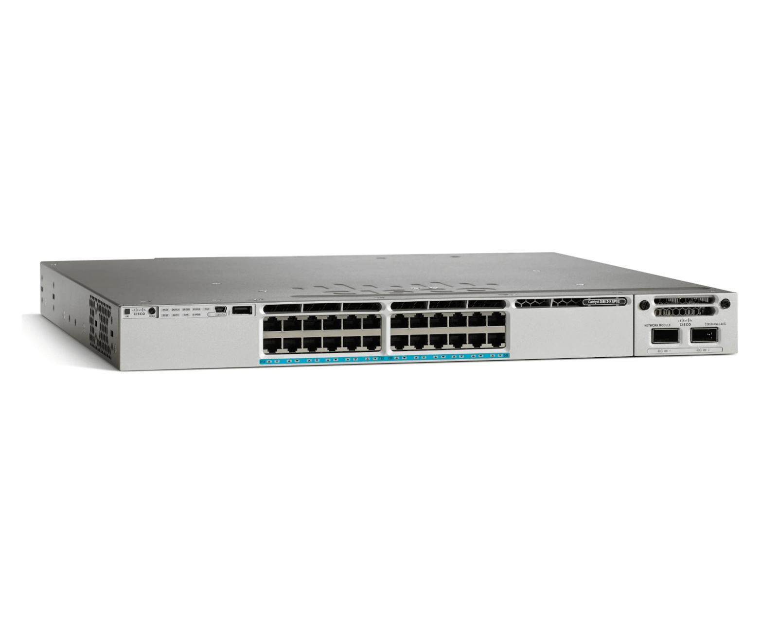Cisco WS-C3850-24XU-S <tc>Switch</tc> - 24 Ports 100Mbps/1/2.5/5/1 Gbps UPOE 1100W AC IP Base - | NEU