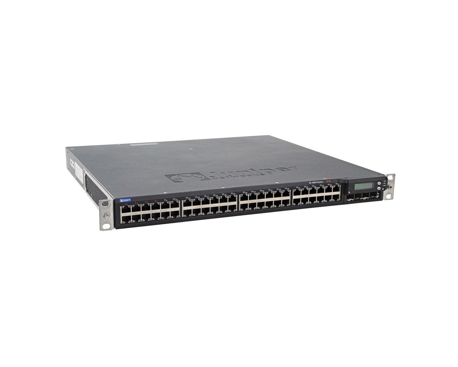 주니퍼 EX4200-48T 48포트(PoE 8개) 기가비트 이더넷 <tc>네트워크 스위치</tc> EX-UM-2X4SFP 듀얼 램프 포함 | 중고 메인 이미지