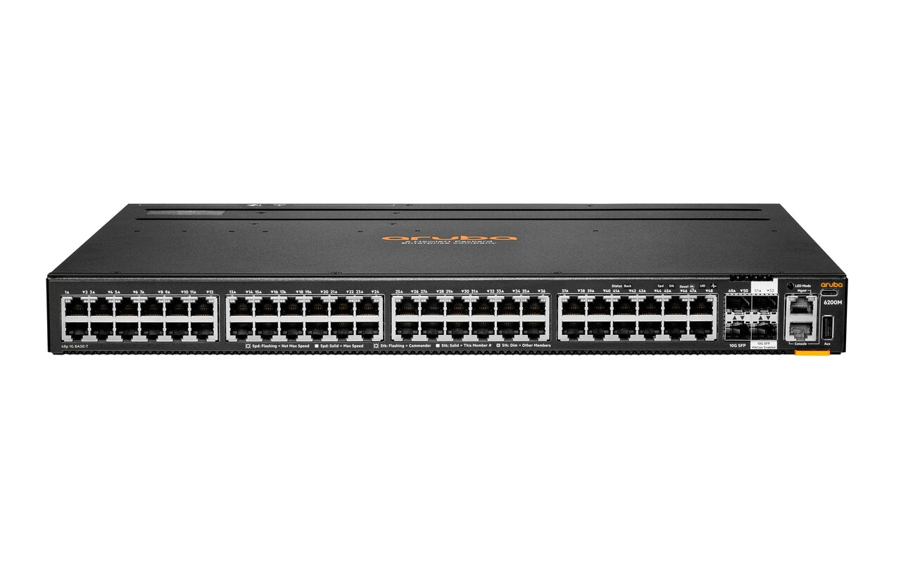 HPE Aruba R8Q70A CX 6200M 48-Port GbE PoE+ 1440W 4x 10G SFP+ Layer 3 Modular Switch - | NEW