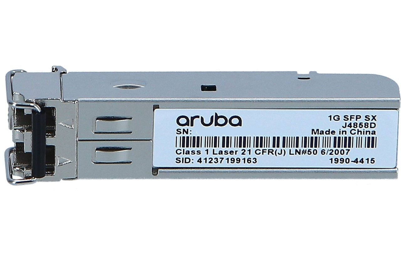 HPE Aruba J4858D 1000BASE-SX 1G SFP 850nm 550m OM2 MMF LC Duplex Transceiver | USED