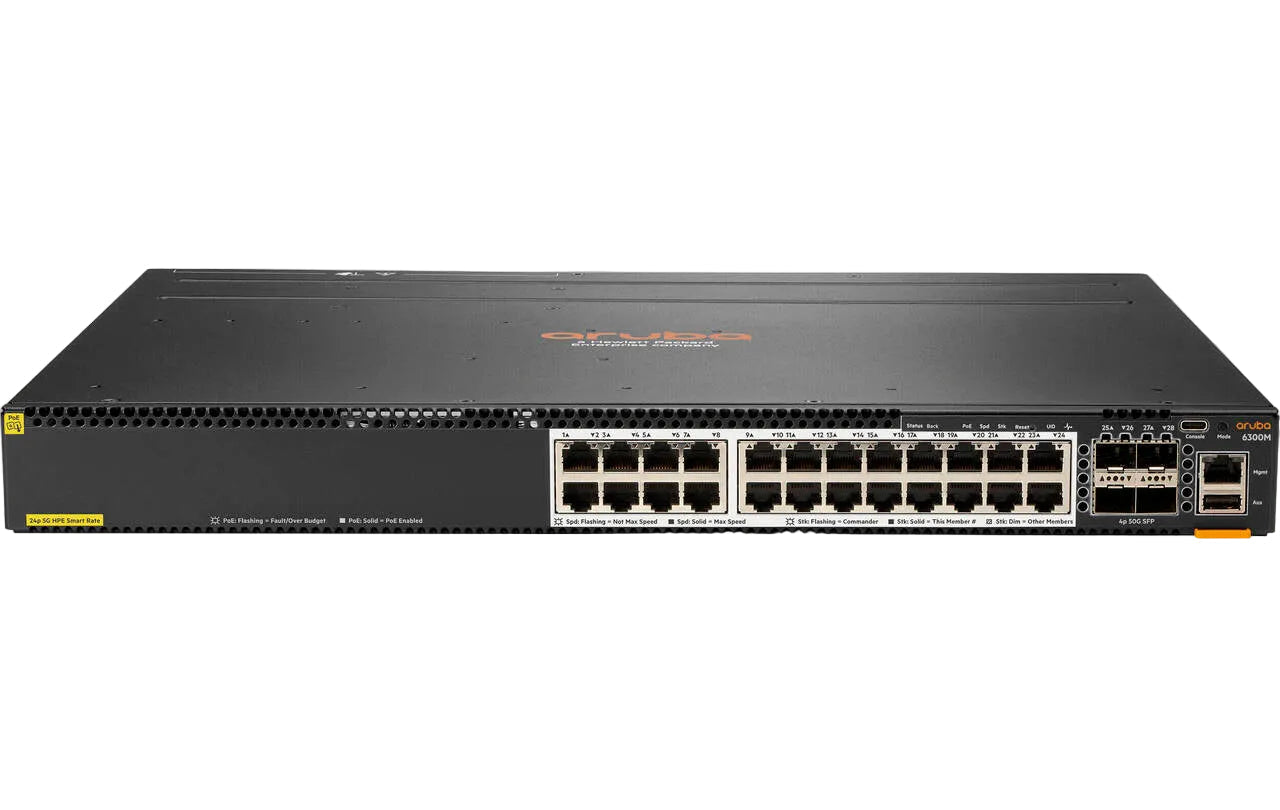 HPE Aruba JL660A CX 6300M 24-Port Smart Rate 5G PoE 4x SFP56 Layer 3 Stackable Switch - | NEW Main image