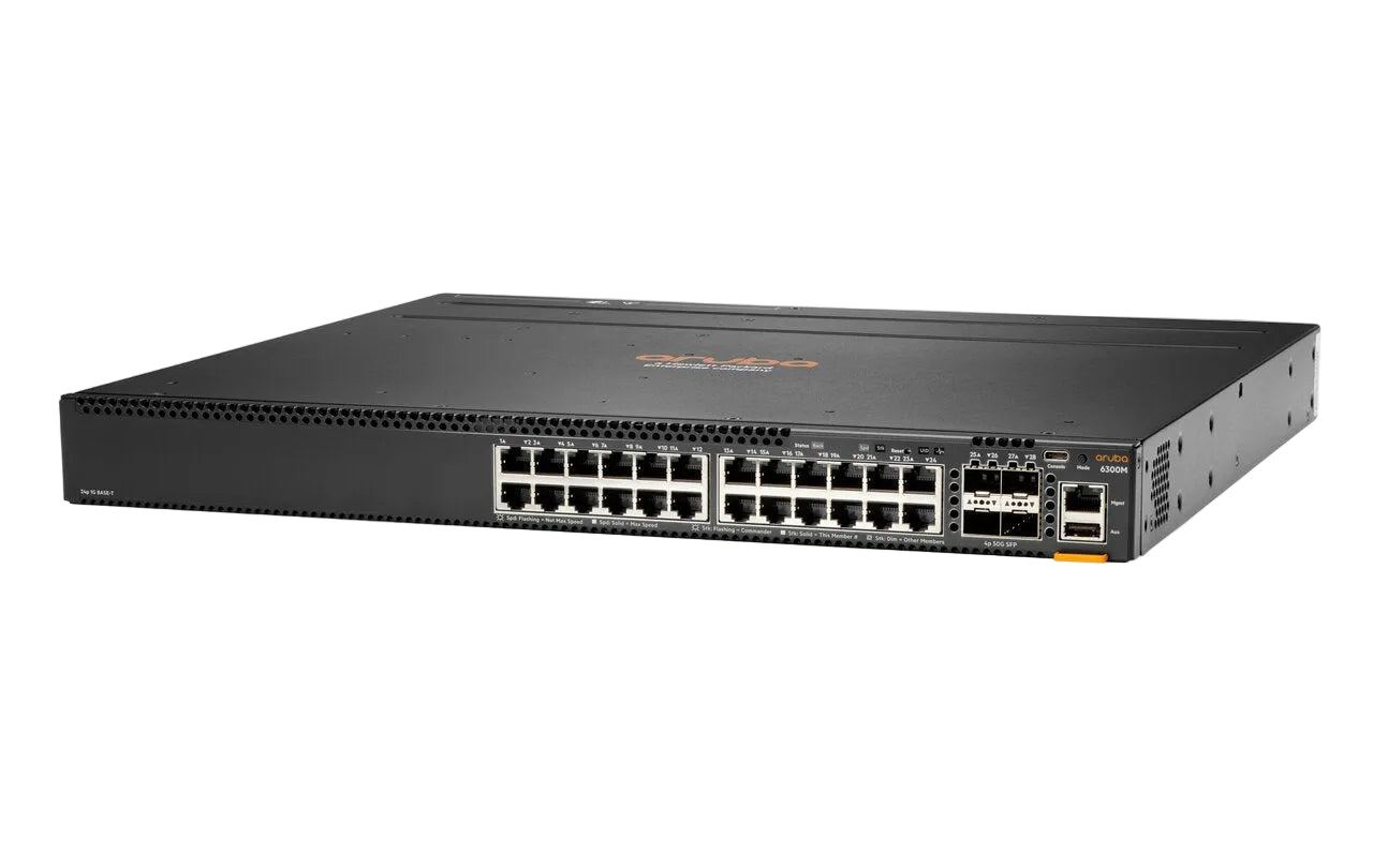 HPE Aruba JL664A CX 6300M ​​24G 4x SFP56 448 Gbit/s MACsec VSF BGP EVPN Layer 3 Managed <tc>Switch</tc> - | NEU