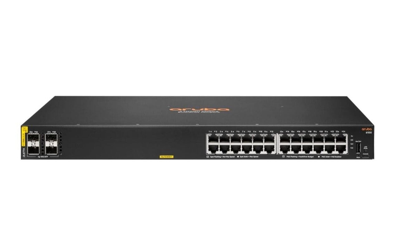 HPE Aruba JL677A CX 6100 24-Port GbE PoE+ Klasse 4 370W 4x 10G SFP+ Layer 2 <tc>Switch</tc> | GEBRAUCHT