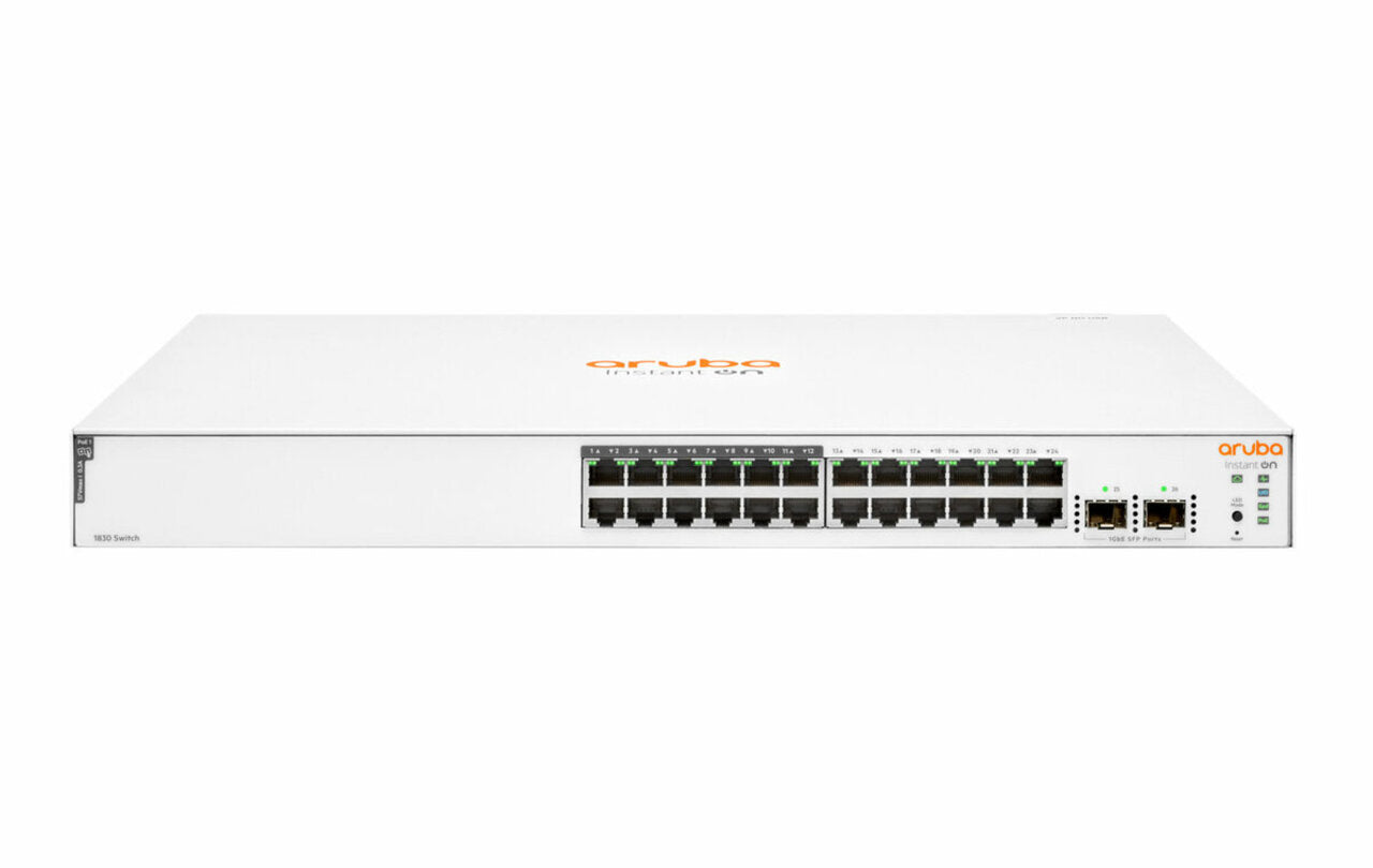 HPE Aruba JL813A Instant On 1830 24G 12p Class4 PoE+ 195W 2SFP Fanless Smart-Managed Switch | USED Main image