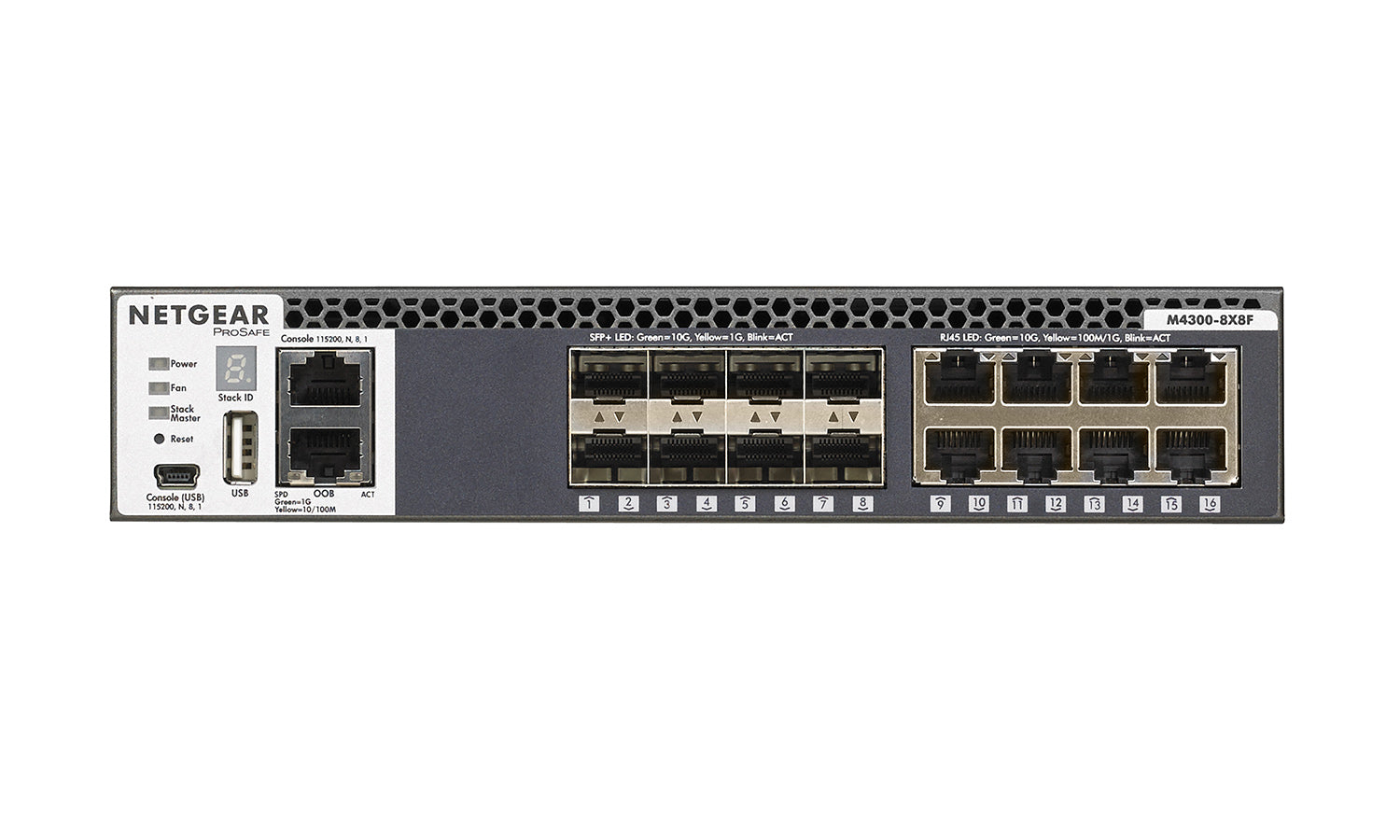 Netgear M4300-8X8F XSM4316S 8x 10GBASE-T 8x SFP+ 320 Gbps 半宽可堆叠 L3 交换机 <tc>交换机</tc> - | 新