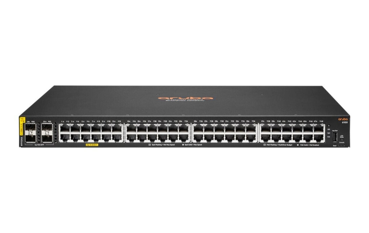 HPE Aruba R9Y04A CX 6100 48G Class4 PoE 740W 4x SFP+ 176 Gbps Stackable L2+ Switch - | NEW Main image
