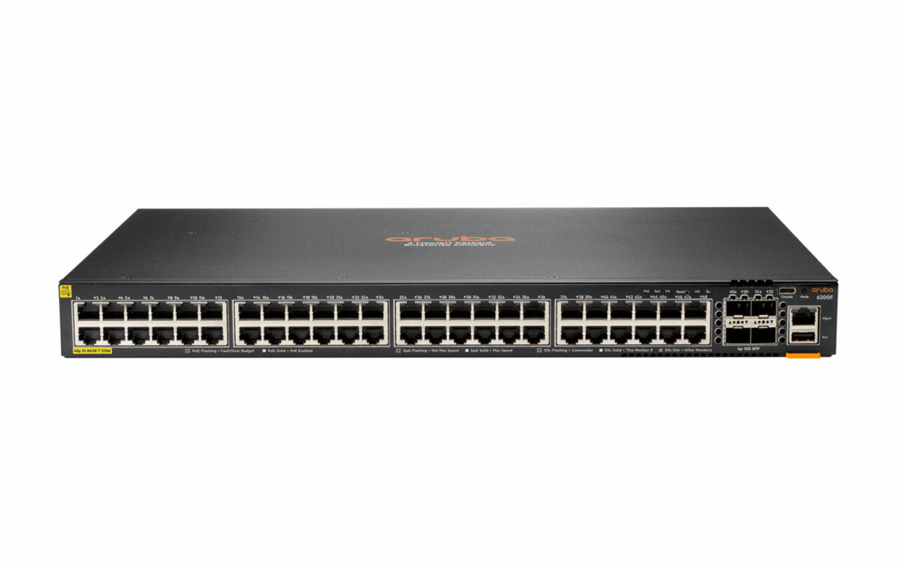 HPE Aruba S0M84A CX 6200F 48G Class 4 PoE 370W 4SFP 176 Gbps VSF Layer 3 Managed Switch - | NEW