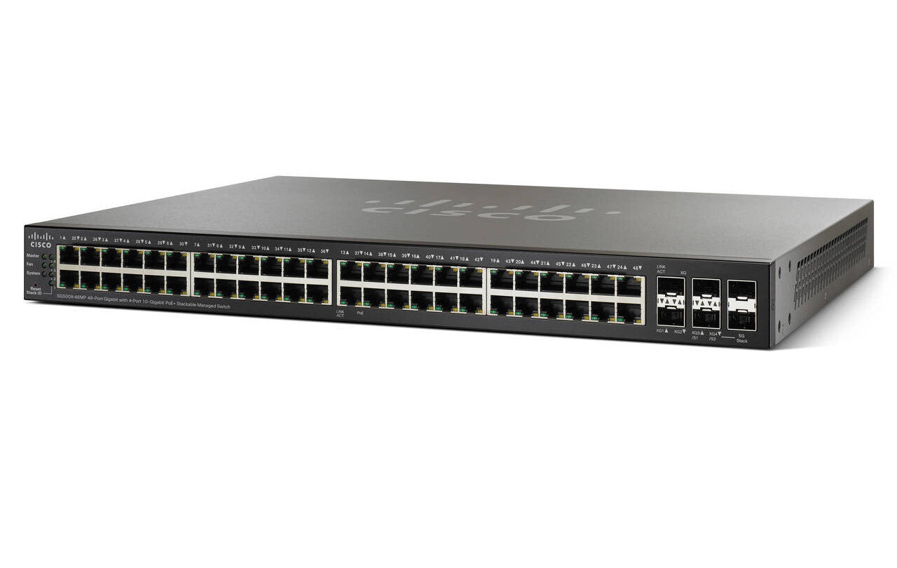 Cisco SG500X-48MP-K9 500X 48x GbE PoE+ 740W 4x 10G SFP+ 176 Gbps スタッカブル L3 マネージド <tc>ネットワークスイッチ</tc> - | 新着