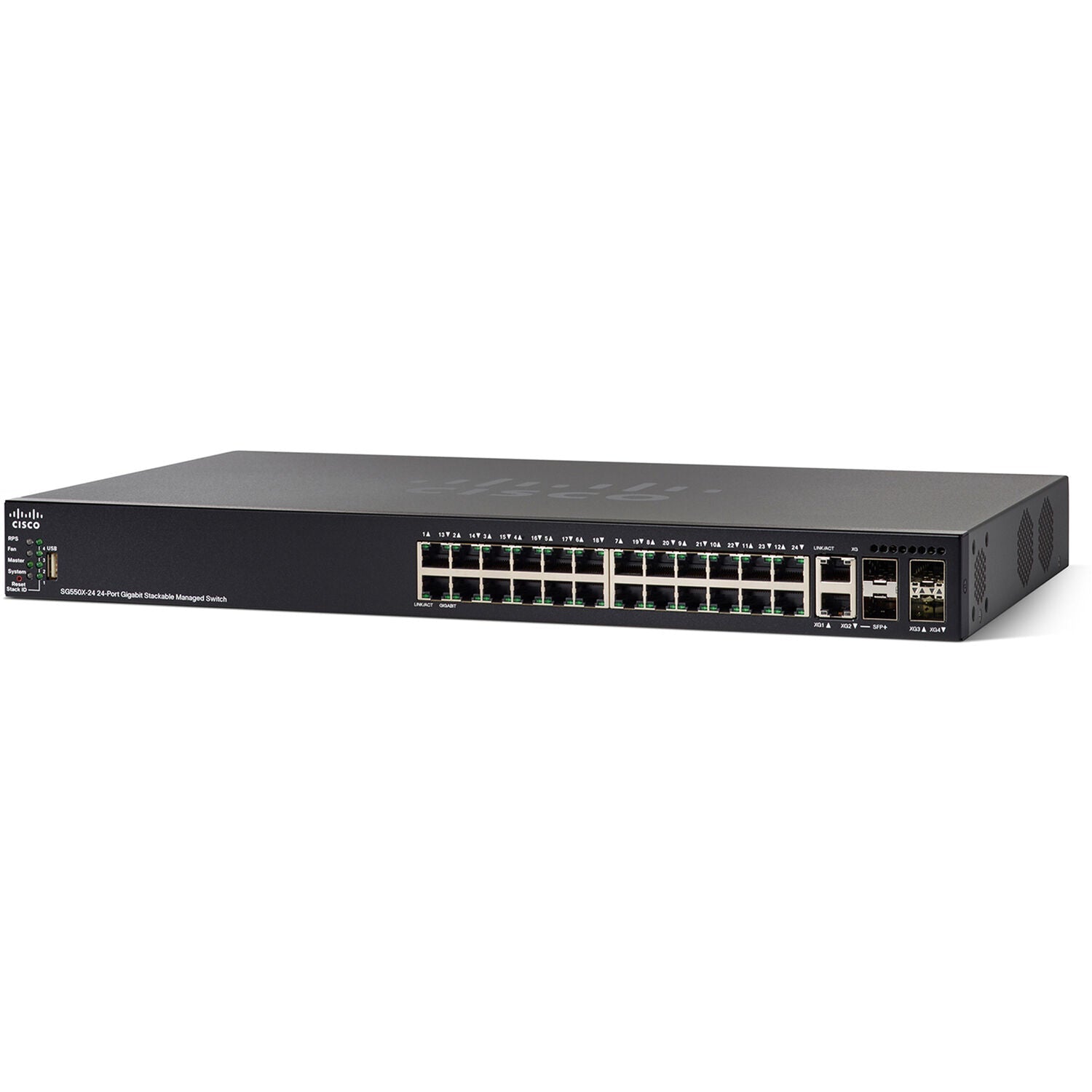 Cisco SG550X-24MP-K9-NA Thiết bị mạng quản lý có thể xếp chồng <tc>công tắc mạng</tc> - Cổng Ethernet 24 Gigabit - Tổng công suất PoE 195W - Định tuyến động L3 | Đã qua sử dụng