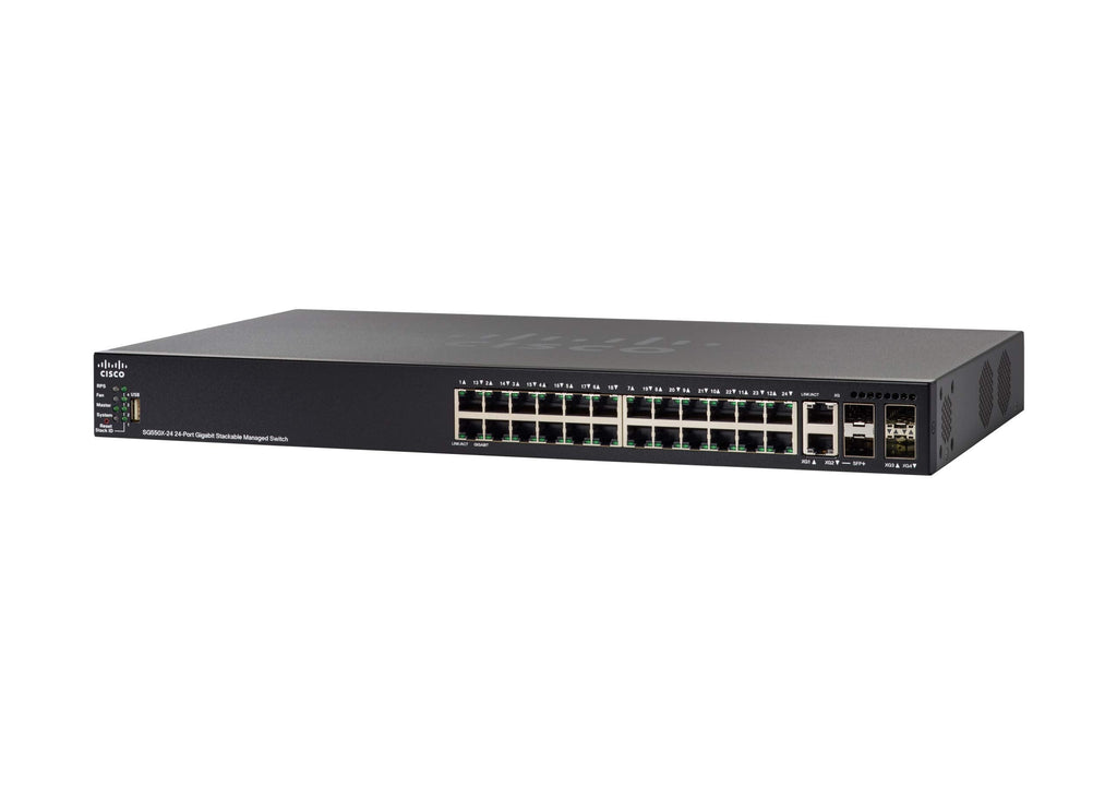 Cisco SG550X-24P-K9 スタッカブルマネージド <tc>ネットワークスイッチ</tc> - 24個のギガビットイーサネット（GbE）ポート - 195W PoE - 2 x 10Gコンボ - 2 x SFP+ - L3ダイナミックルーティング - | NEW