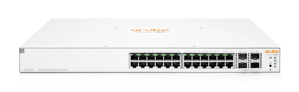 HPE Aruba Instant On 1930 JL682A 24 ports Gigabit intelligent sans ventilateur <tc>Switch</tc> 4 ports SFP+ 10G | Occasion