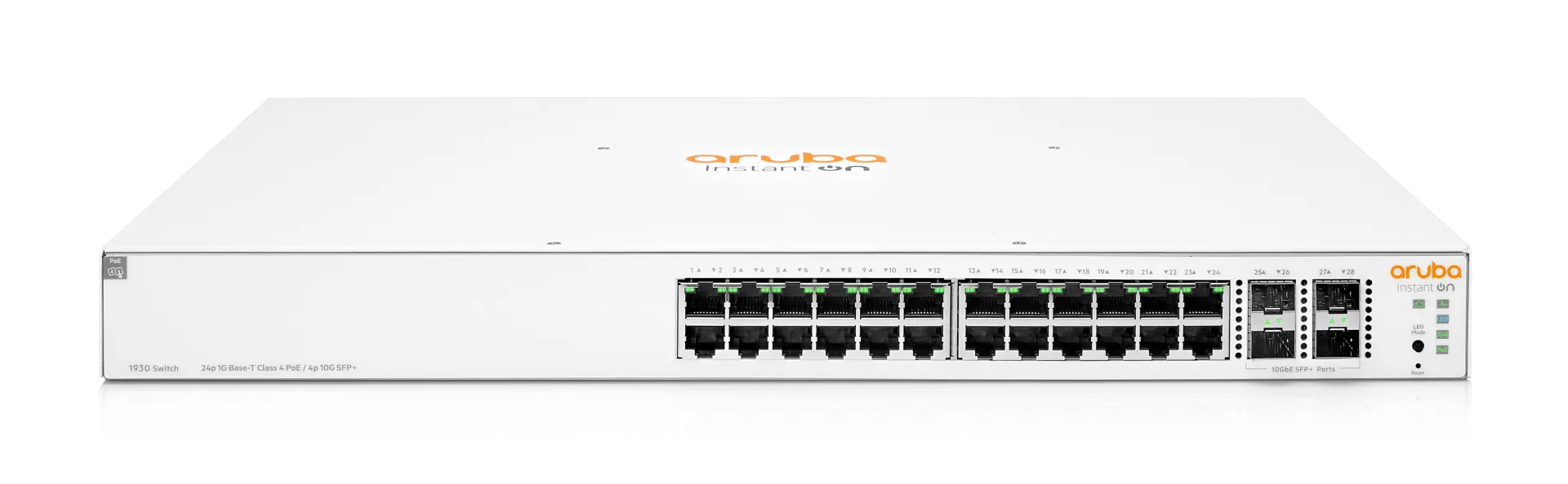 HPE Aruba Instant On 1930 JL682A 24 ports Gigabit intelligent sans ventilateur <tc>Switch</tc> 4 ports SFP+ 10G | Occasion