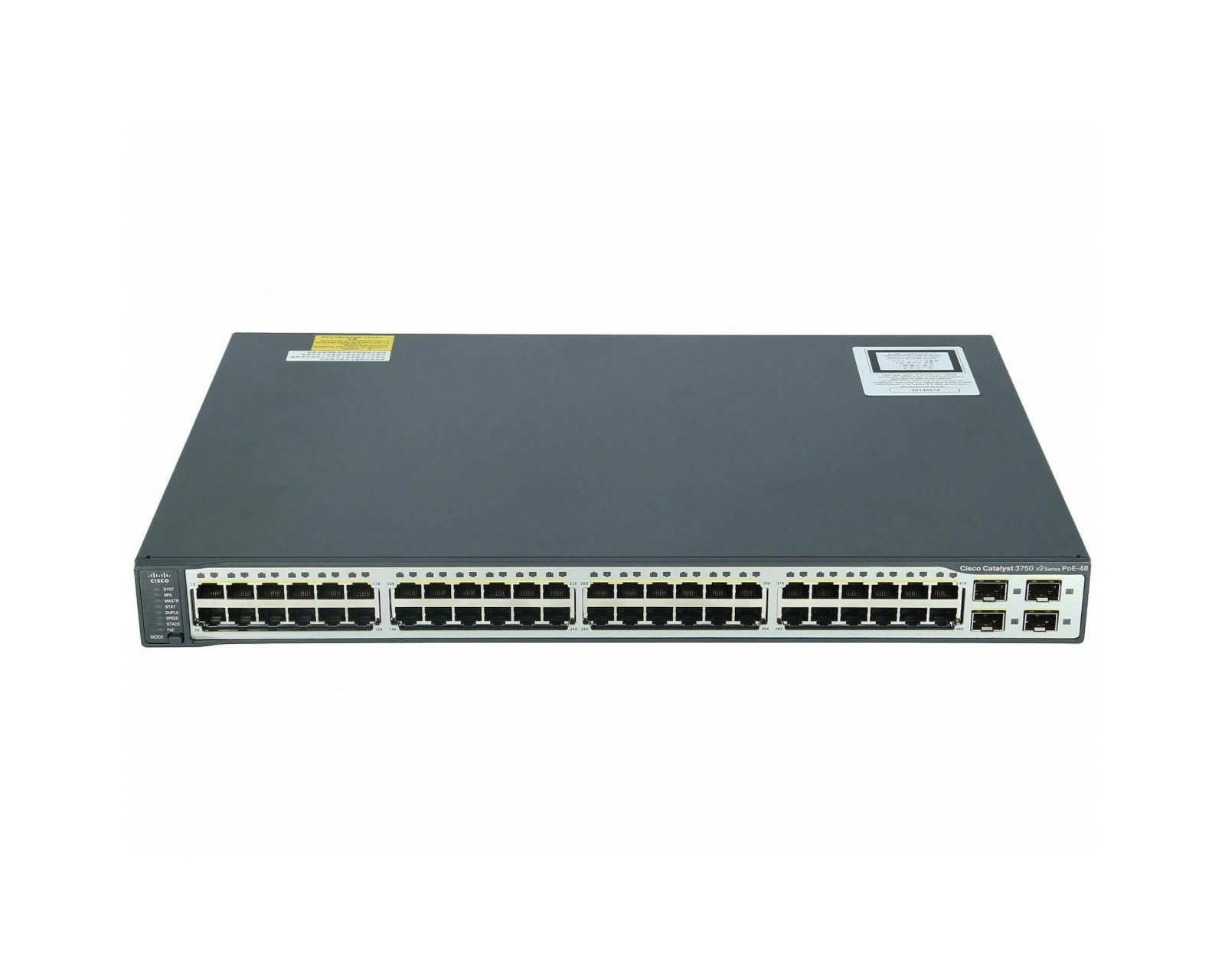 Cisco WS-C3750V2-48PS-E Catalyst 3750V2 48-Port 10/100 PoE 4x 1G SFP Enhanced Layer 3 Switch | USED Main image
