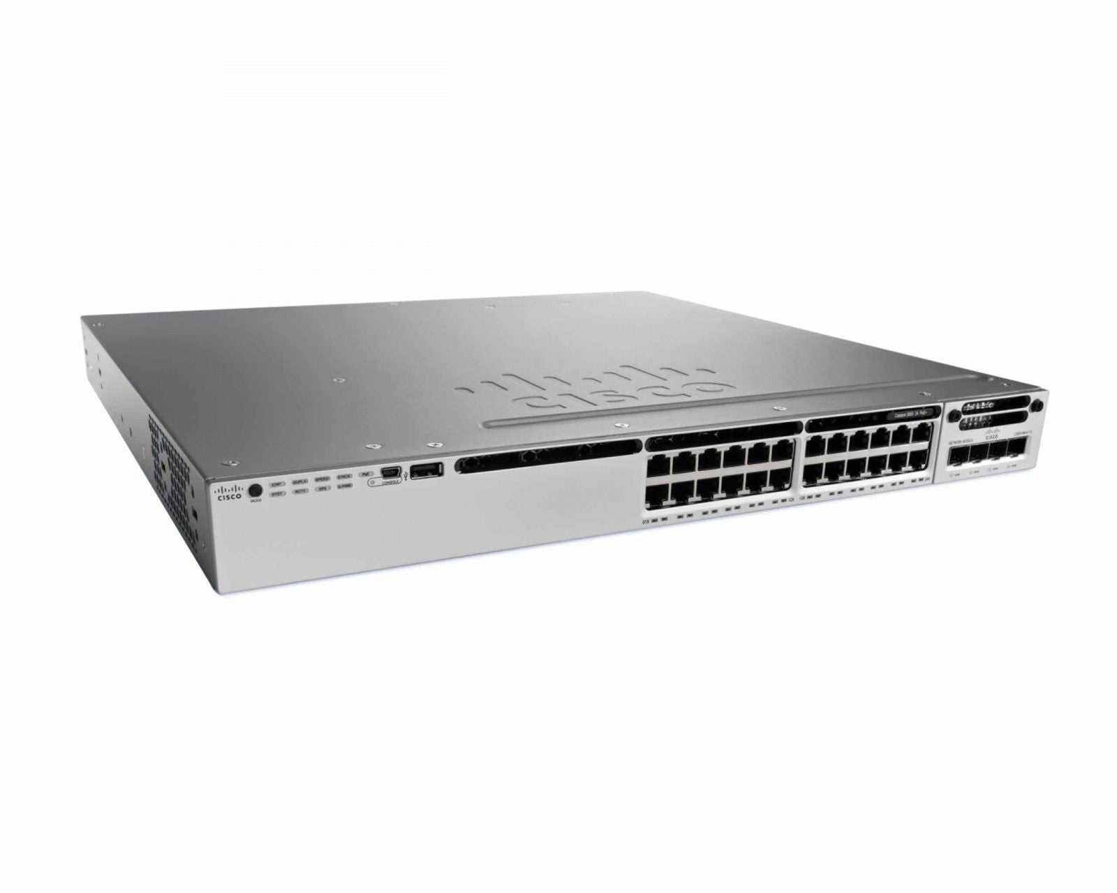 Cisco WS-C3850-24P-S Catalyst 3850 24端口千兆以太网PoE+ 435W可堆叠IP基础管理型交换机 <tc>交换机</tc> | 二手