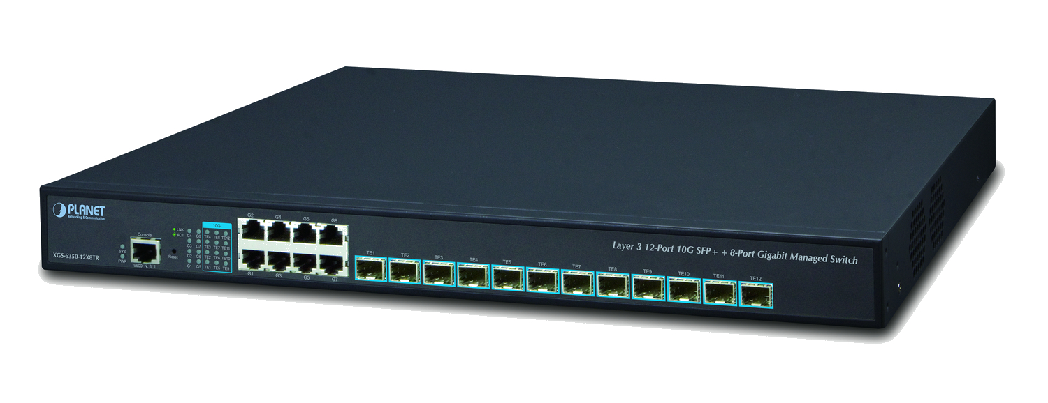 Planet Technology XGS-6350-12X8TR 12x 10GbE SFP+ & 8x 10G/1G Switch | USED Main image