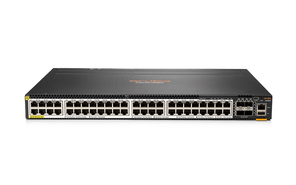HPE Aruba JL659A CX 6300M 48-Port Smart Rate 1/2.5/5GbE Class 6 PoE++ 4x SFP56 Layer 3 Switch | USED Main image