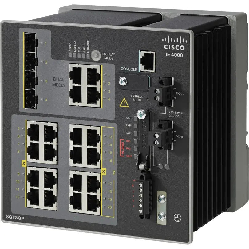 Cisco IE-4000-8GT8GP4G-E 工业以太网 4000 8 个千兆以太网端口，8 个 PoE+ 端口，240W DIN 导轨式 <tc>交换机</tc> - | 新