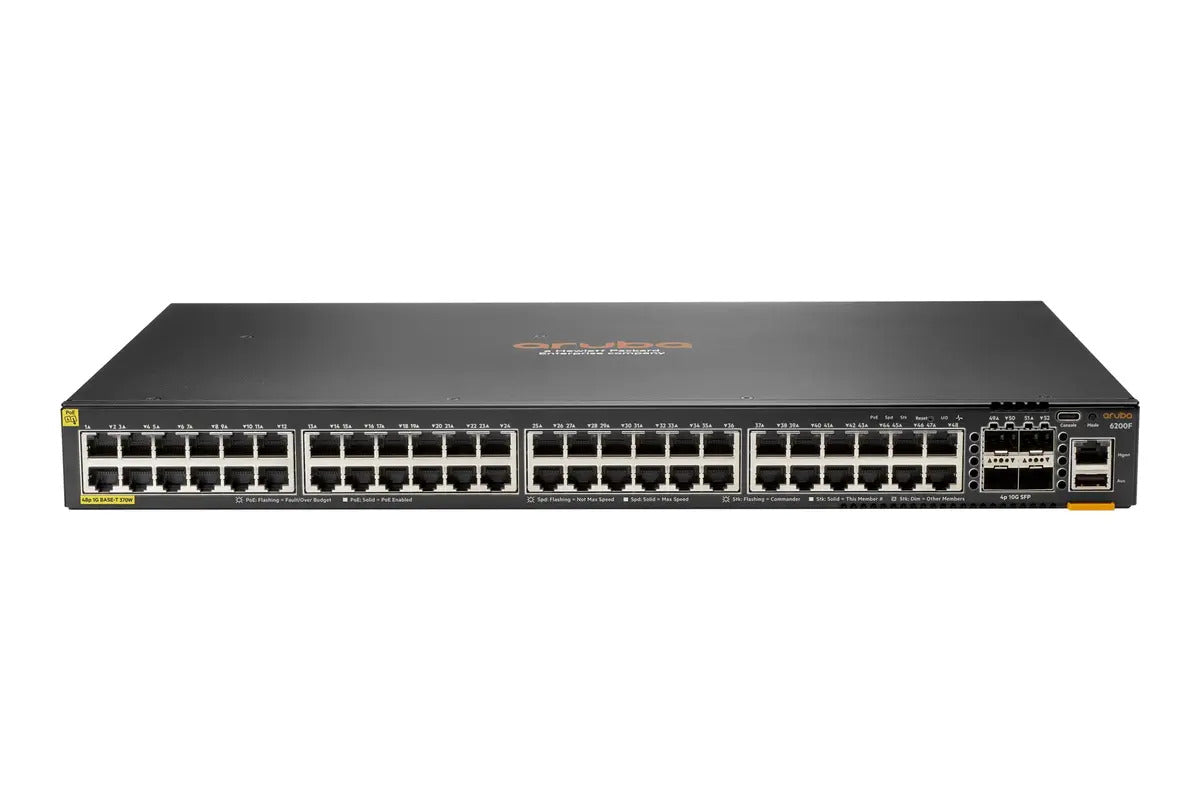 HPE Aruba JL728A CX 6200F 48-Port GbE PoE+ 740W 4x 10G SFP+ Layer 3 Managed Switch | USED
