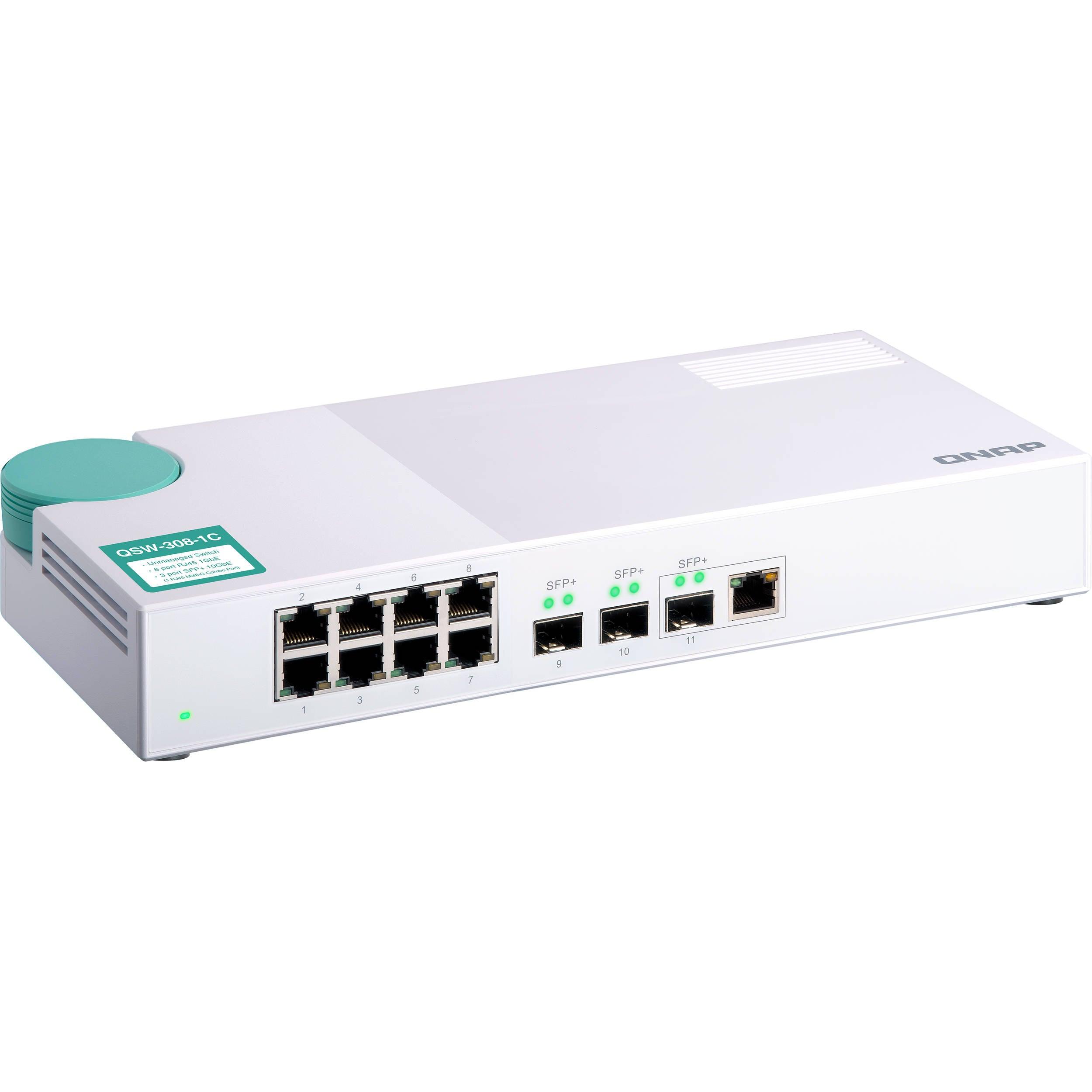(NEW VENDOR) QNAP QSW-308-1C 3 Ports 10GbE + 8 Ports 1GbE Unmanaged Switch | Fanless - C2 Computer Image principale