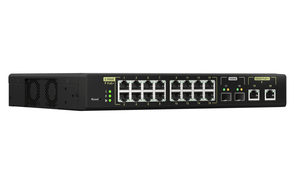 (NEW VENDOR) QNAP QSW-M2116P-2T2S 4 Ports 10GbE + 16 Ports 2.5GbE Layer 2 Managed PoE Switch Switching Capacity: 160Gbps | Management Type: Web Managed - C2 Computer