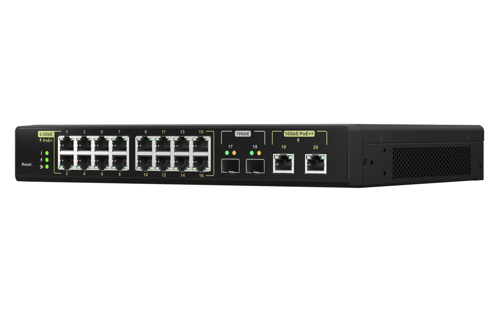 (NEW VENDOR) QNAP QSW-M2116P-2T2S 4 Ports 10GbE + 16 Ports 2.5GbE Layer 2 Managed PoE Switch Switching Capacity: 160Gbps | Management Type: Web Managed - C2 Computer