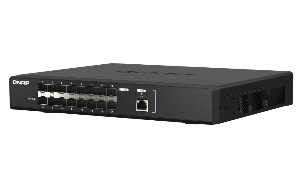 (NEW VENDOR) QNAP QSW-M5216-1T 16 Ports 25GbE + 1 Port 10GbE Layer 2 Managed Switch Switching Capacity: 820Gbps | Management Type: Web Managed - C2 Computer