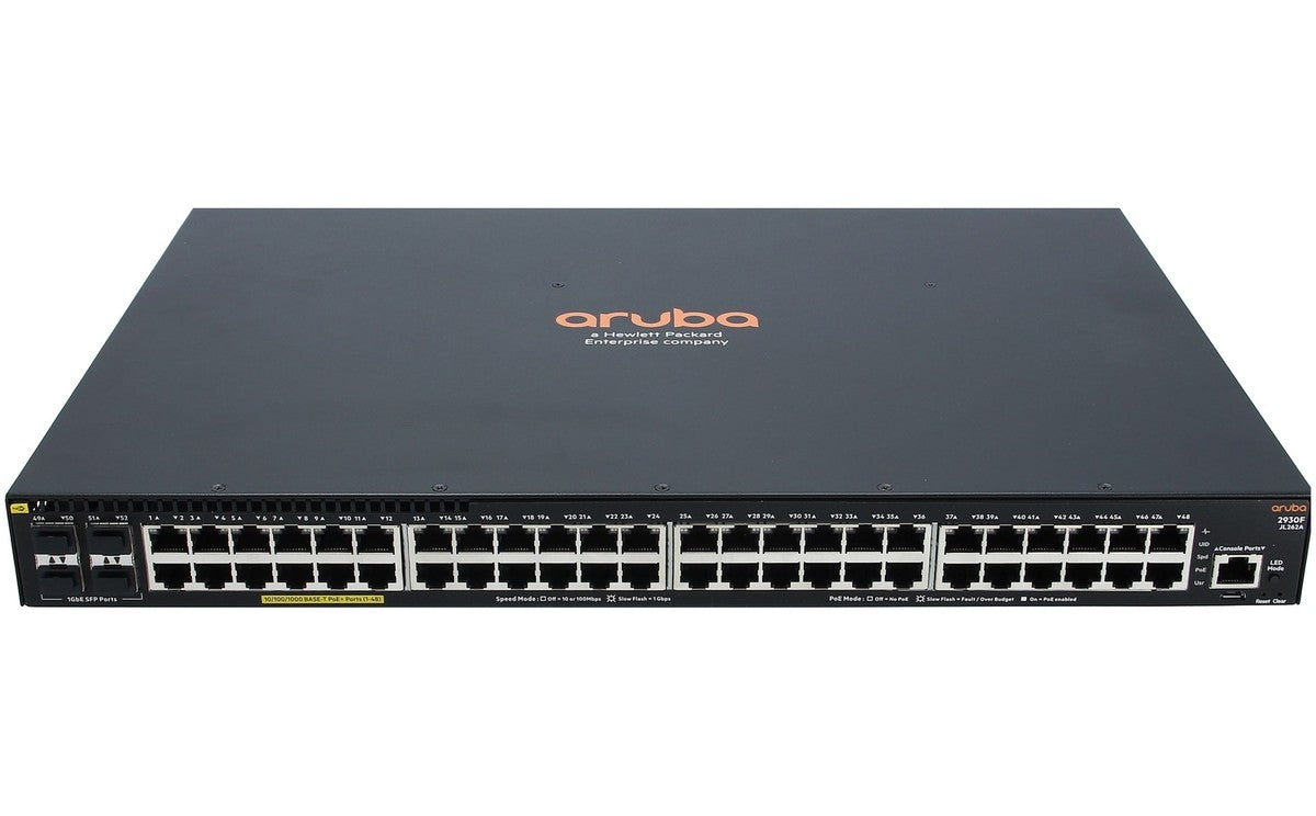 HPE Aruba JL262A 2930F 48-Port GbE PoE+ 370W 4x 1G SFP 104 Gbps Layer 3 Managed Switch | USED Main image
