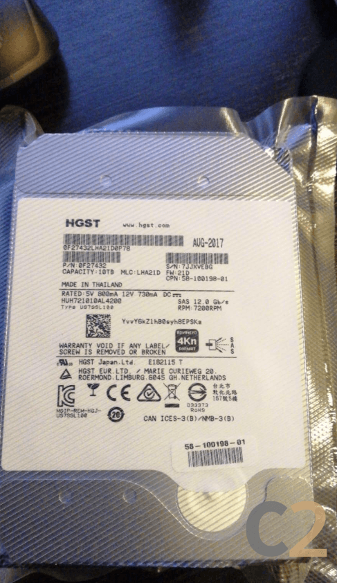 (特價34個)(全新) HGST HUH721010AL4200 10TB SAS Helium 7200 rpm 12Gbps HDD Hard disk Hard drive - C2 Computer Main image
