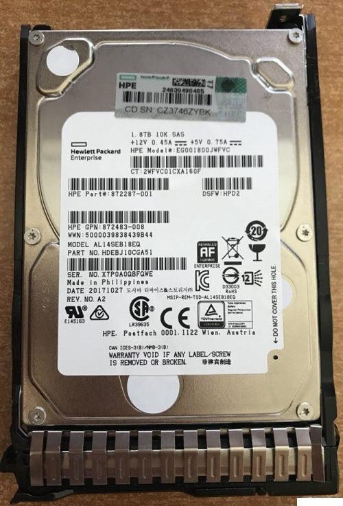 (NEW PARALLEL) HPE EG001800JWFVC 1.8TB 2.5 INCH SAS-12GBPS 12GBPS 10000RPM 硬碟 - C2 Computer 主圖