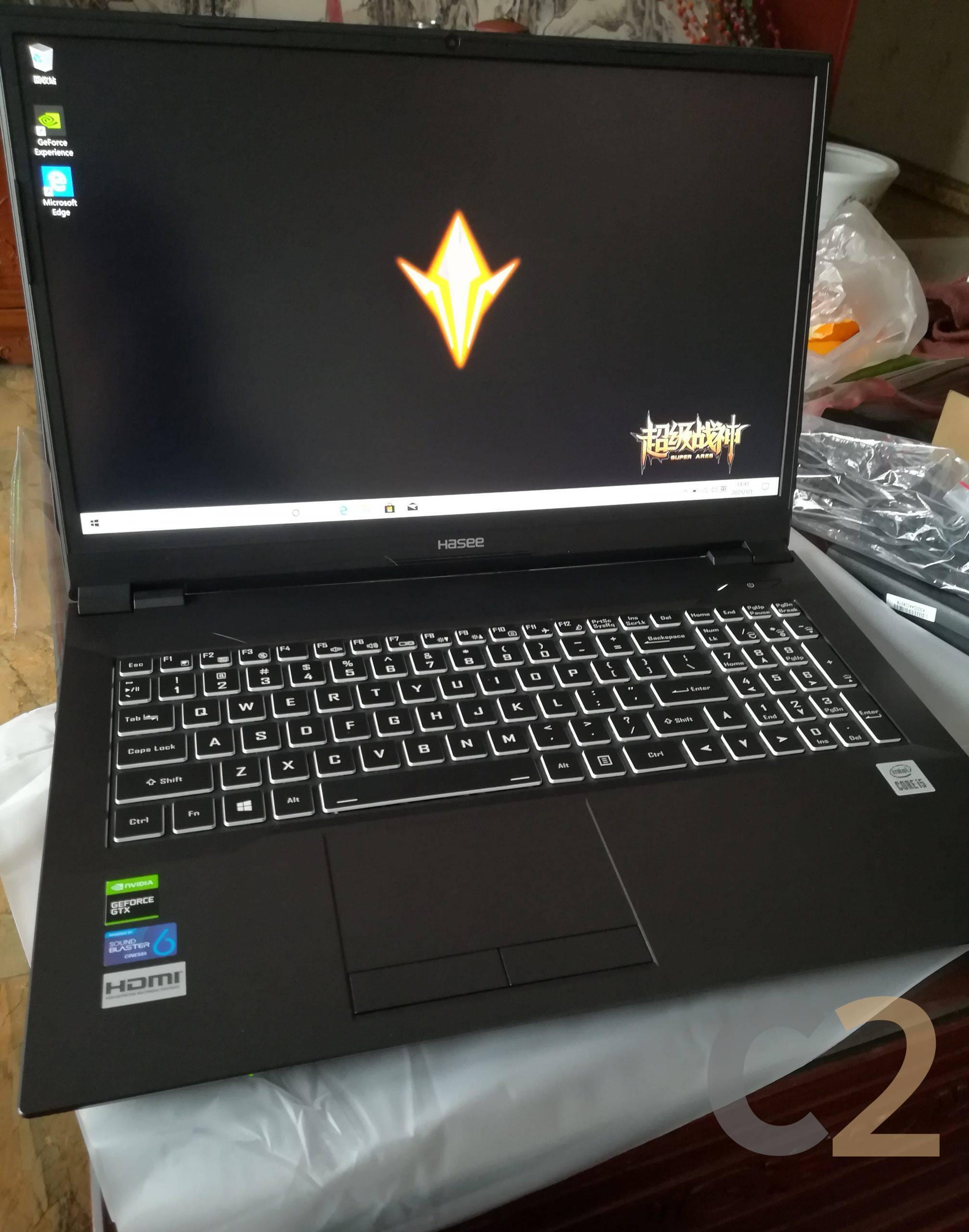 (USED) HASEE TX6TI i5-10400 4G 128-SSD NA GTX 1650 Ti 4GB 16.1inch 1920x1080 Gaming Laptop 95% - C2 Computer 主圖