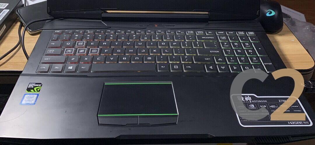 （二手）Hasee Z7M-KP7GC I7-8750H 4G 4G 128-SSD NA GTX 1050 TI 4G 15.5英寸1920x1080遊戲筆記本電腦95％ 次要影像