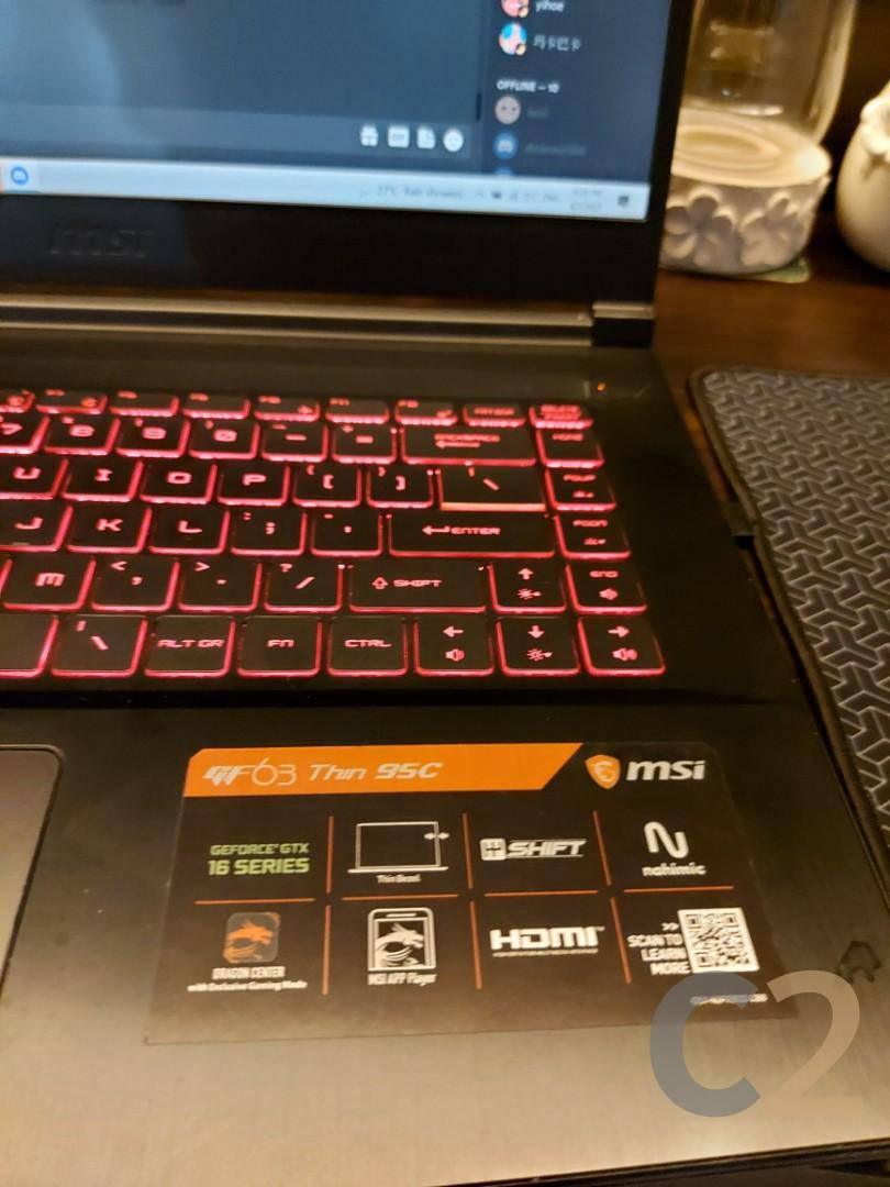 (USED) MSI GF63 i5-10200H 8G 128-SSD NA GTX 1650 Ti 4GB 15.6inch 1920x1080 144Hz Gaming Laptop 95% - C2 Computer